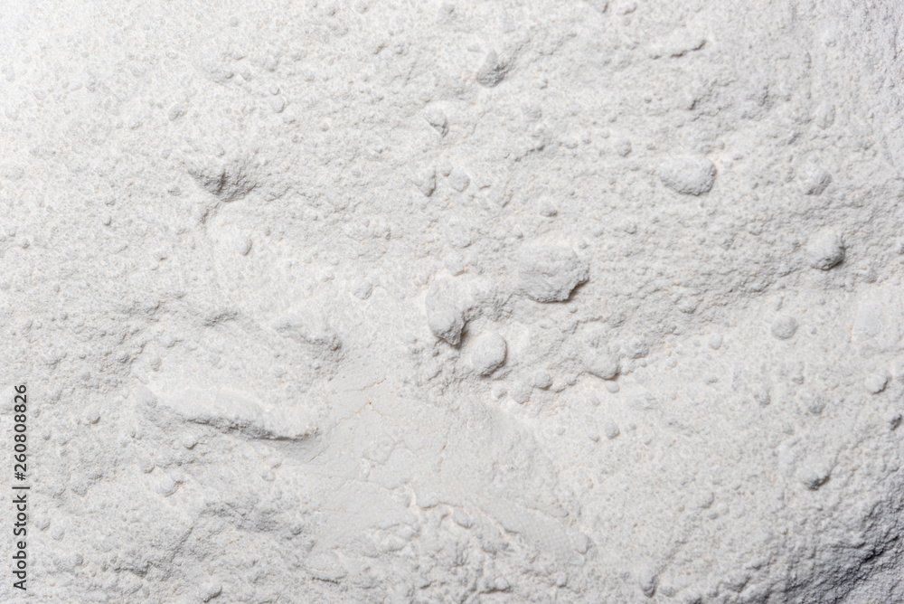 texture of white powder or flour on the whole frame. Horizontal frame texture of white powder or flour on the whole frame. Horizontal frame