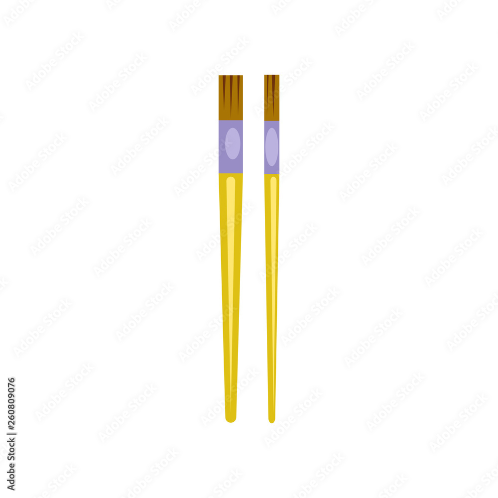 Paintbrushes flat icon. Artist equipment, art class, dye. Painting concept. Vector illustration can be used for topics like art, leisure, hobby