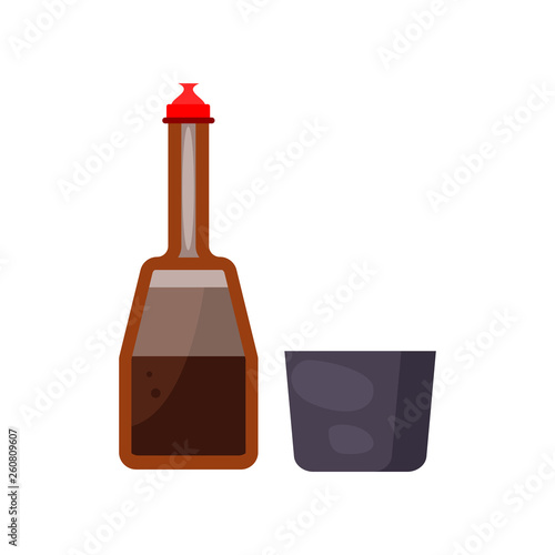 Soy sauce flat icon. Vinegar, seasoning, condiment. Asian food concept. Vector illustration can be used for topics like food, culinary, traditional cuisine