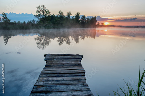 Wooden pier on the lake