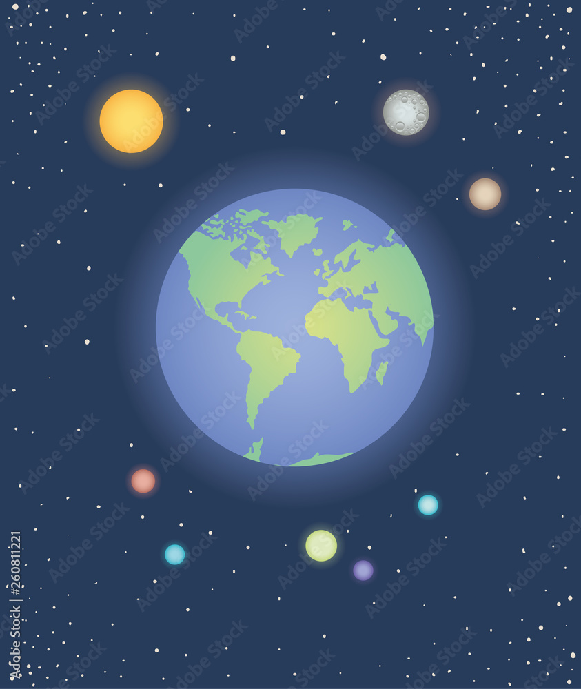 group of planets spacial icons