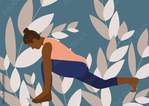 Banner with young pregnant woman in flat style