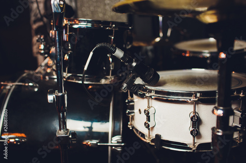 Canvas Print Drum kit on stage in the spotlight color.