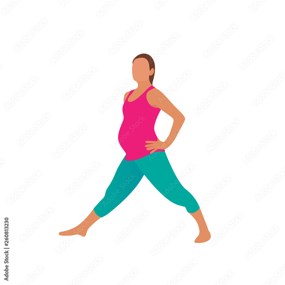 Pregnant woman exercise yoga icon in a modern cartoon style. Pregnant woman exercise yoga icon in a modern cartoon style.