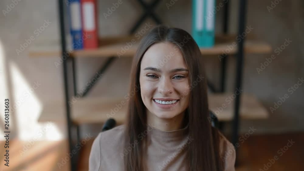 Portrait of young disabled woman at office Portrait of young disabled woman at office