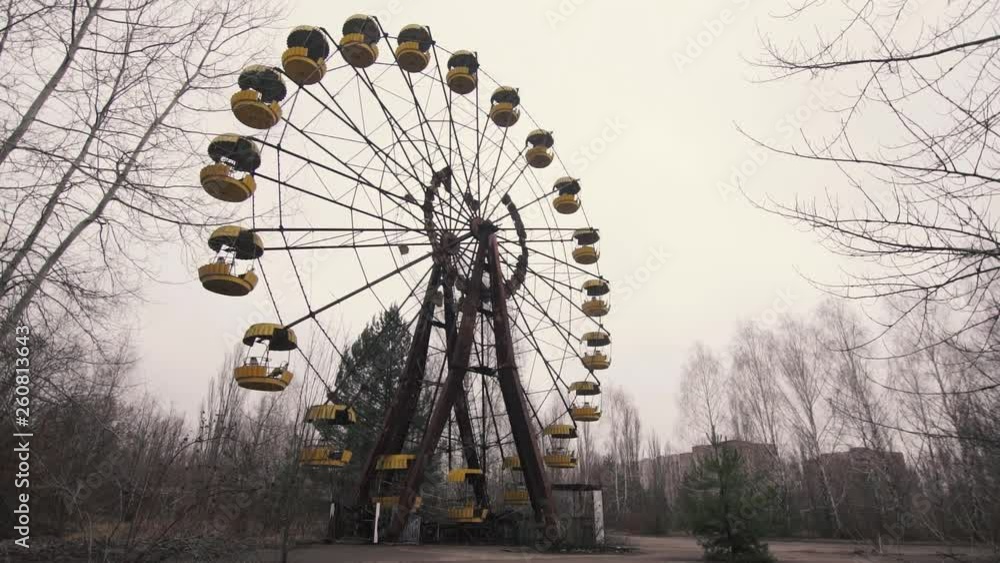 1080p video of an abandoned ferris wheel, pan left, in Chernobyl, Pripyat, The Ukraine 1080p video of an abandoned ferris wheel, pan left, in Chernobyl, Pripyat, The Ukraine
