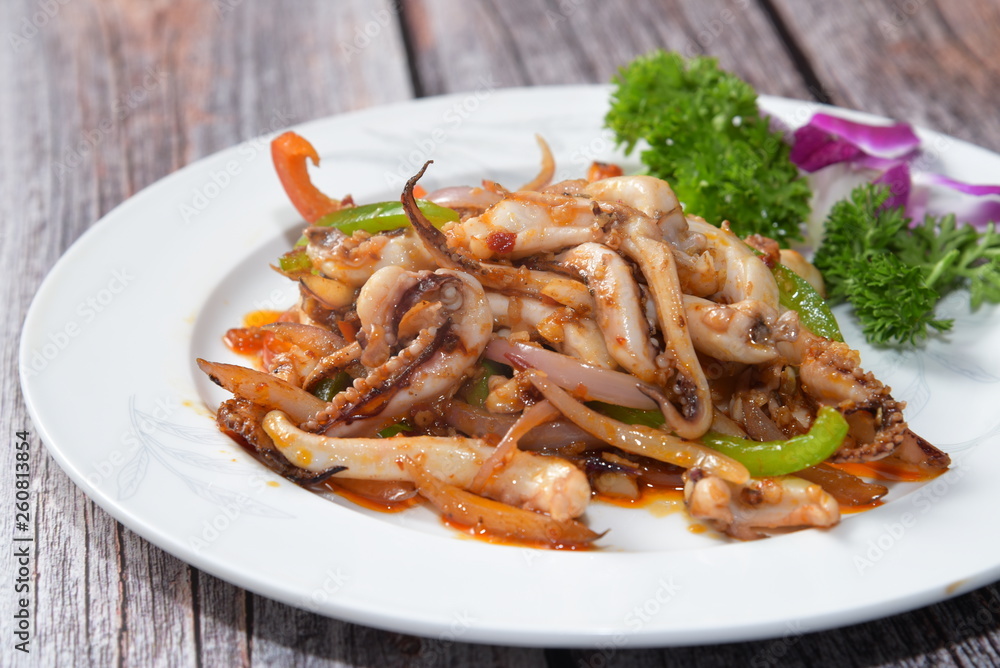 spicy seafood salad with shrimps spicy seafood salad with shrimps
