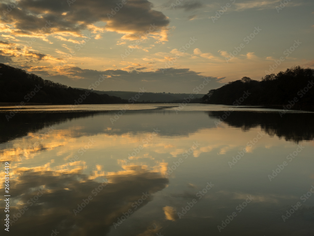 Sunrise reflections over the River Torridge at Bideford in Devon Sunrise reflections over the River Torridge at Bideford in Devon