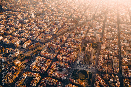 Aerial view of city, Barcelona, Spain photo
