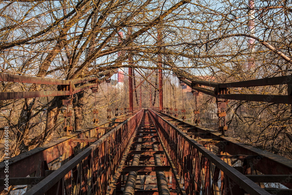 Fototapeta premium Fragment of a hanging bridge