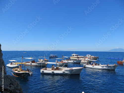 A lot of boats are parked in the sea