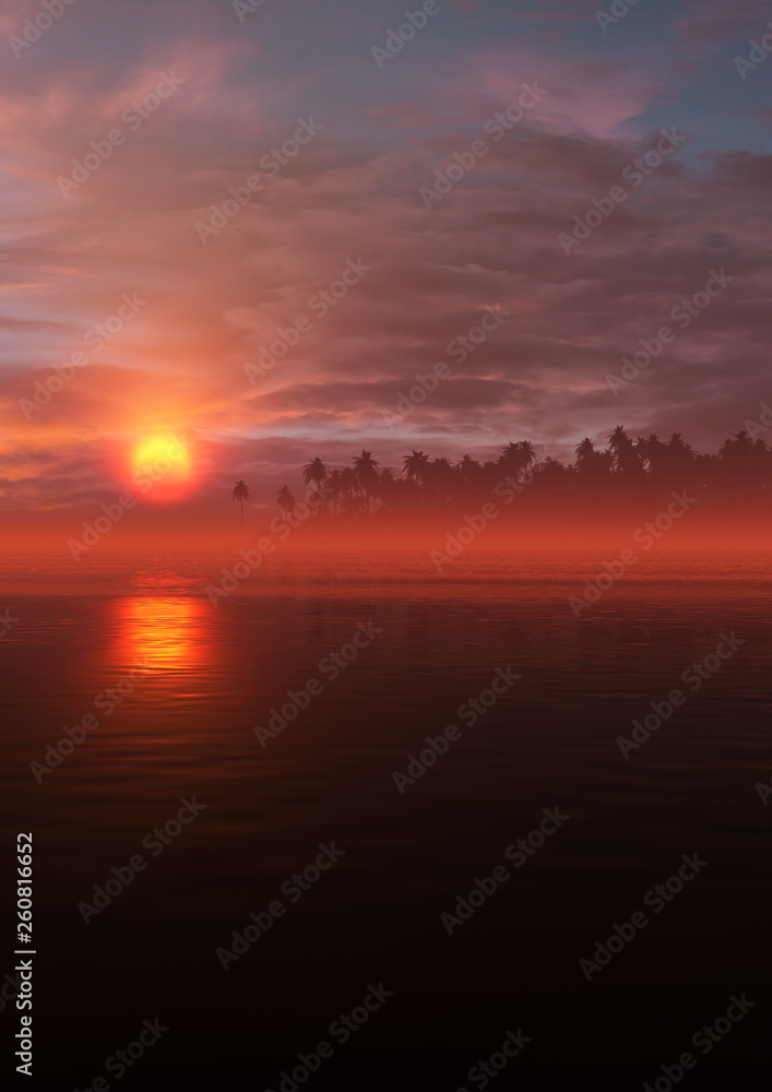 concept art of beautiful and peaceful tropical environment landscape 