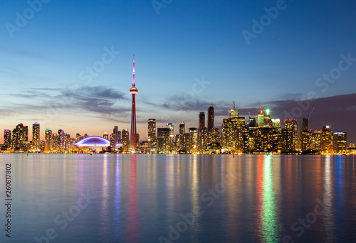 The city of Toronto, Canada. Seen from Olympic island on Lake Ontario.