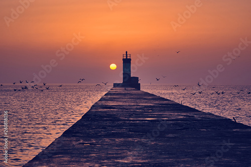 lighthouse at sunset