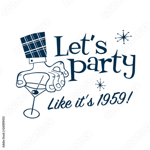 Vintage Style Clip Art - Let's Party - Vector EPS10.