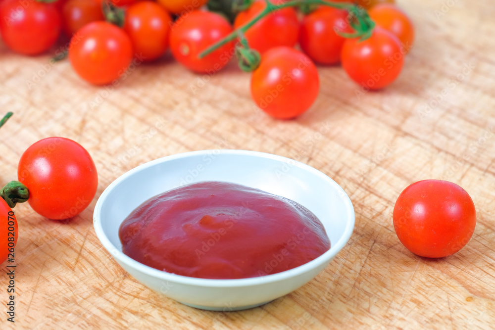 Tomato sauce with fresh Small Tomato ,food for health concept. Tomato sauce with fresh Small Tomato ,food for health concept.