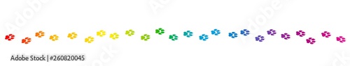 Rainbow colored dog tracks. Isolated vector illustration on white background.