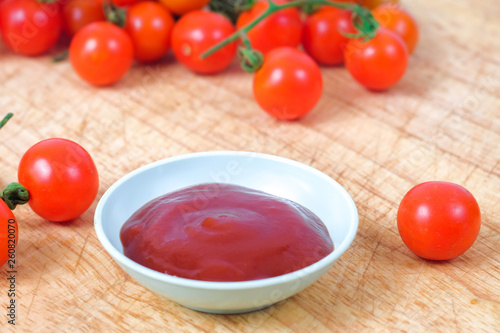 Tomato sauce with fresh Small Tomato ,food for health concept.