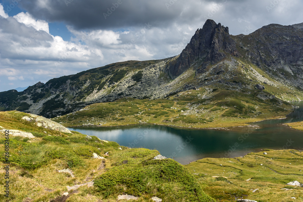 Amazing landscape with The Twin lake at The Seven Rila Lakes, Rila Mountain, Bulgaria