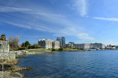 The Songhees walkway and high end condos in Victoria BC,Canada