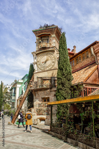 Clock Tower Rezo Gabriadze in Tbilisi. Georgia.  photo