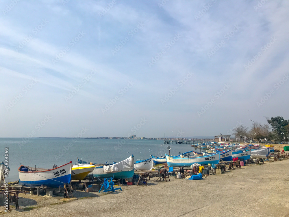 Pomorie, Bulgaria - March 09, 2019: Beautiful View From The Center Of The Sea Town.