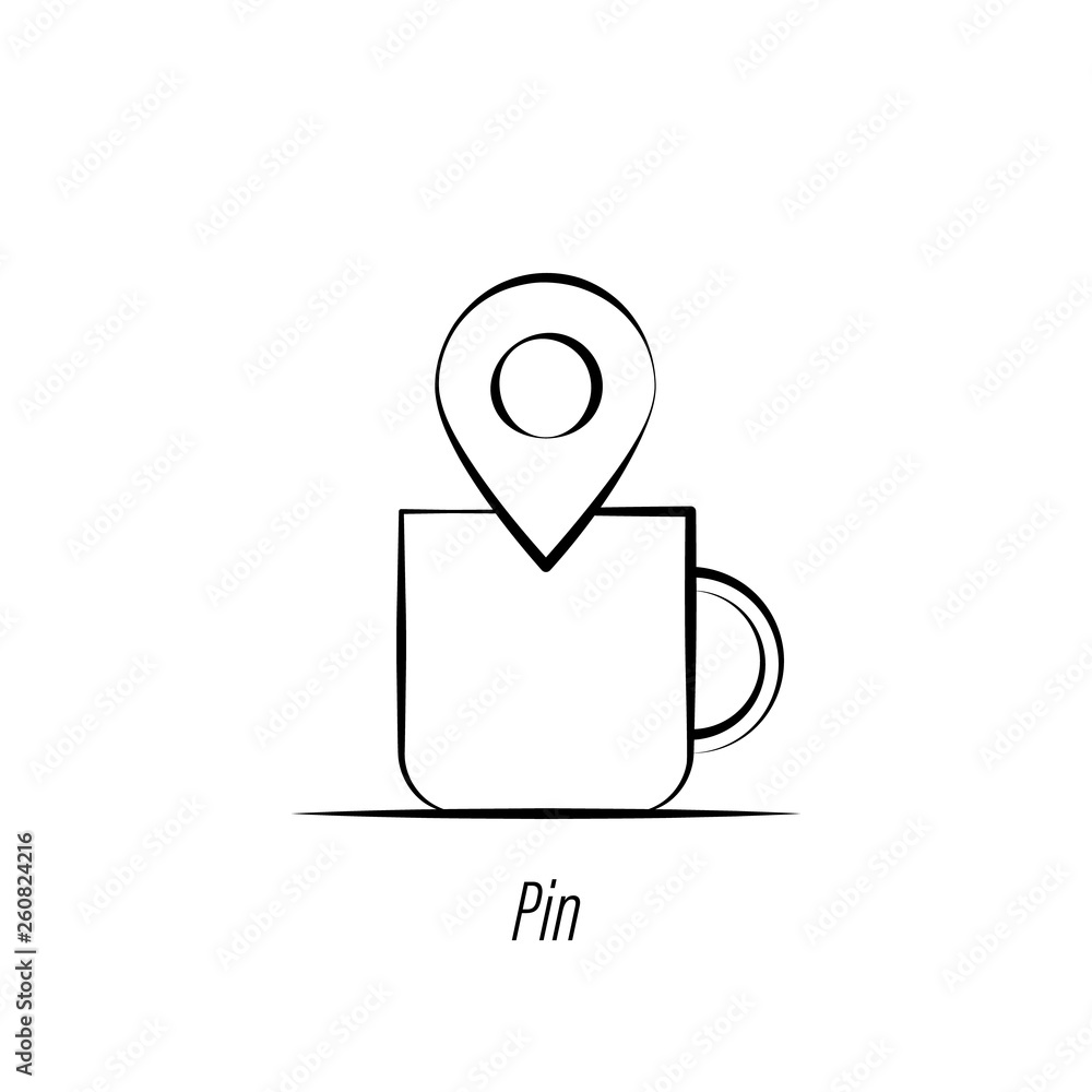 coffee pin hand draw icon. Element of coffee illustration icon. Signs and symbols can be used for web, logo, mobile app, UI, UX coffee pin hand draw icon. Element of coffee illustration icon. Signs and symbols can be used for web, logo, mobile app, UI, UX