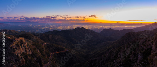 Fotografie A look down from Mount Lemmon after sunset