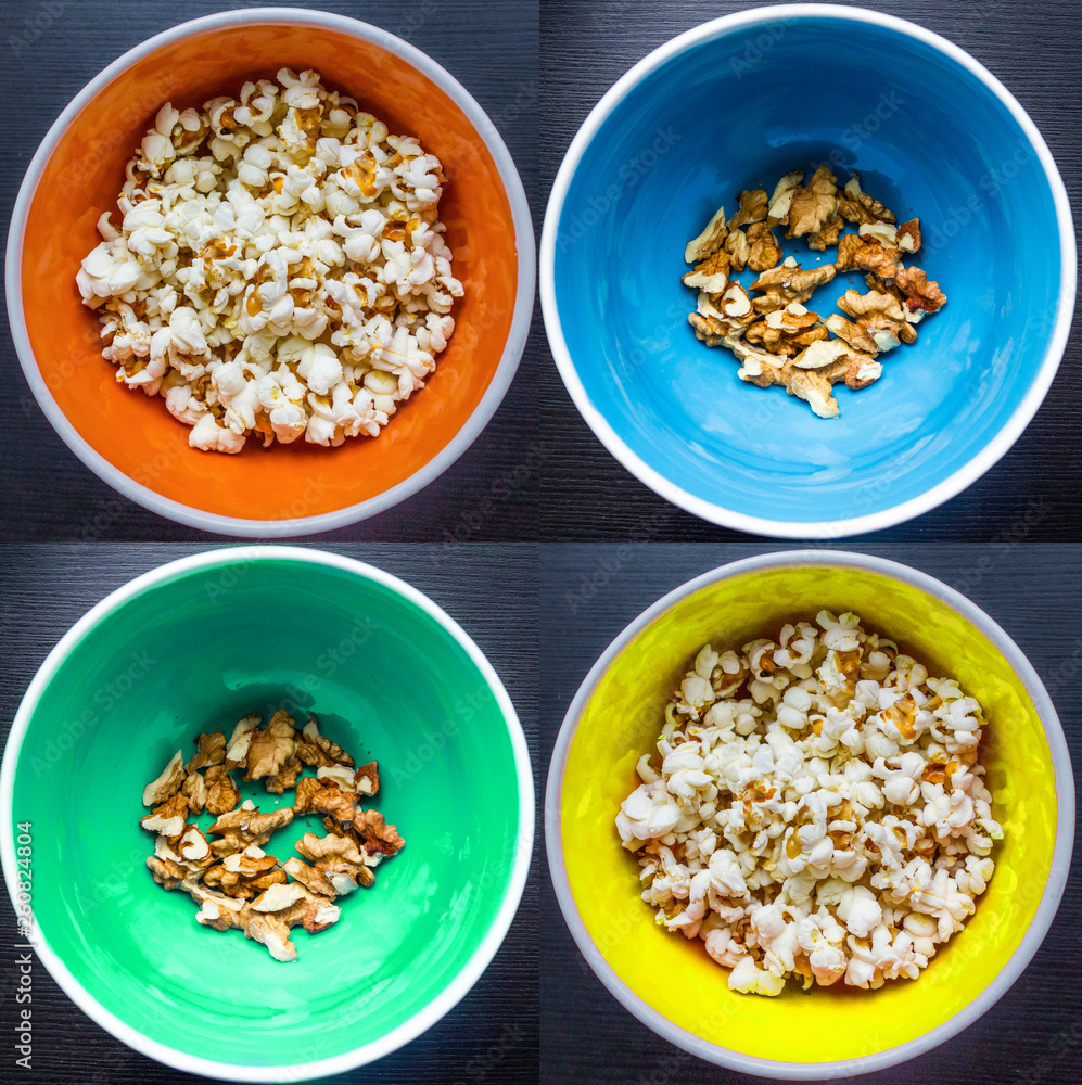 Bowl of tasty homemade popcorn. Bowl of tasty homemade popcorn.