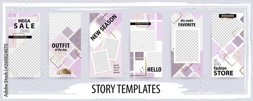 Trendy editable template for social networks stories, vector illustration.