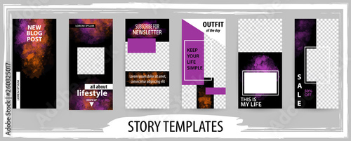 Trendy editable template for social networks stories, vector illustration.