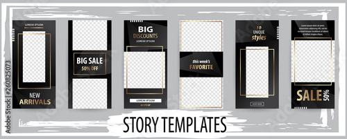 Trendy editable template for social networks stories, vector illustration.