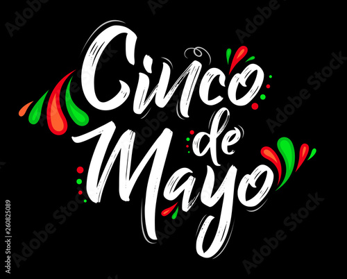 Cinco de Mayo, Traditional Mexican Holiday, lettering vector illustration