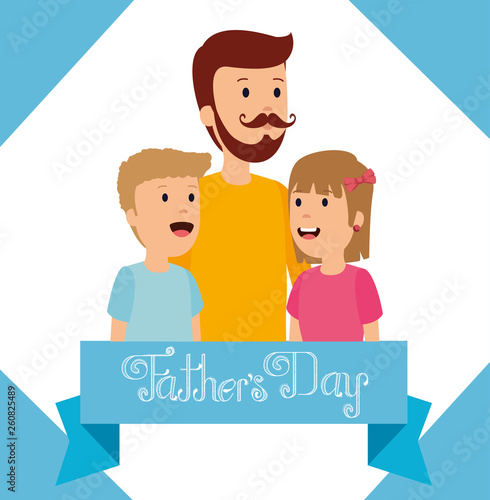man with his girl and boy to fathers day