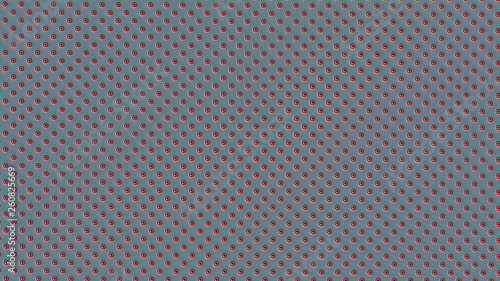 Symmetrically distributed red white striped dots or balls on light blue background - 3d illustration