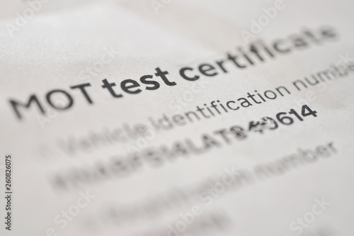 Mot test certificate photo