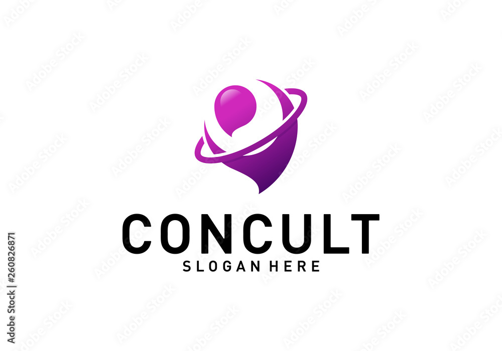 Planet Business Consulting Logo Concept. App Chat Talk Bubble Logo Vector. Icon Symbol Planet Business Consulting Logo Concept. App Chat Talk Bubble Logo Vector. Icon Symbol