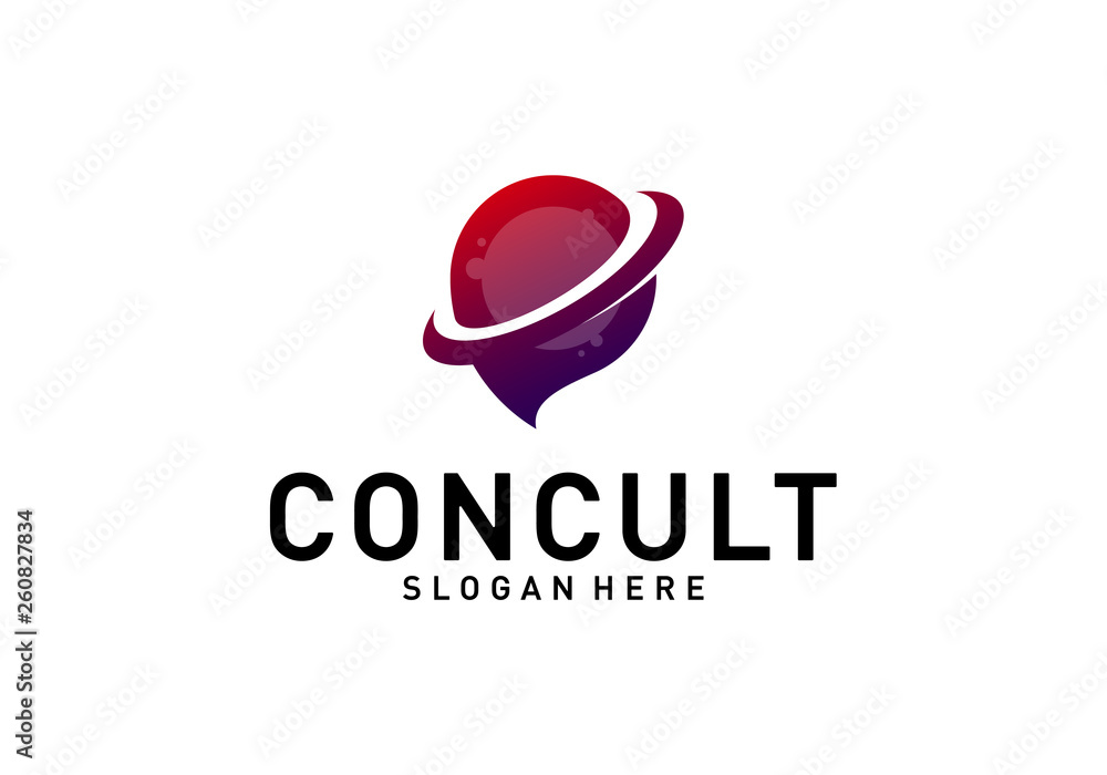 Planet Business Consulting Logo Concept. App Chat Talk Bubble Logo Vector. Icon Symbol Planet Business Consulting Logo Concept. App Chat Talk Bubble Logo Vector. Icon Symbol