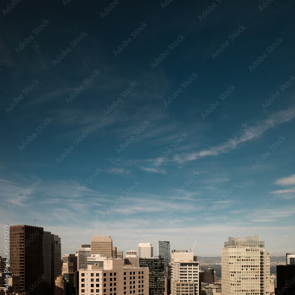 City under a blue sky
