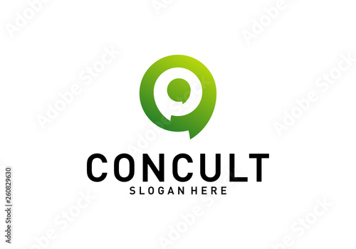 Business Consulting Logo Concept. App Chat Talk Bubble Logo Vector. Icon Symbol