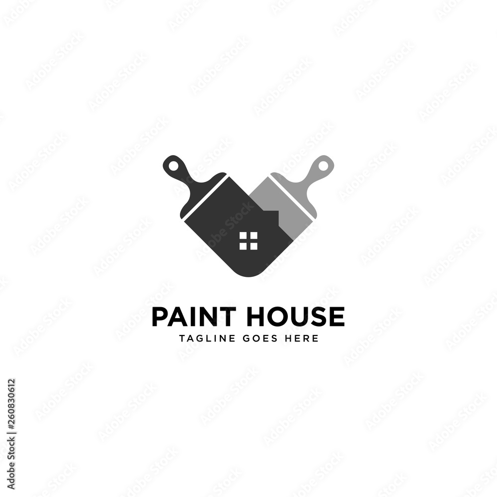 paint home logo simple line logo template vector illustration - Vector