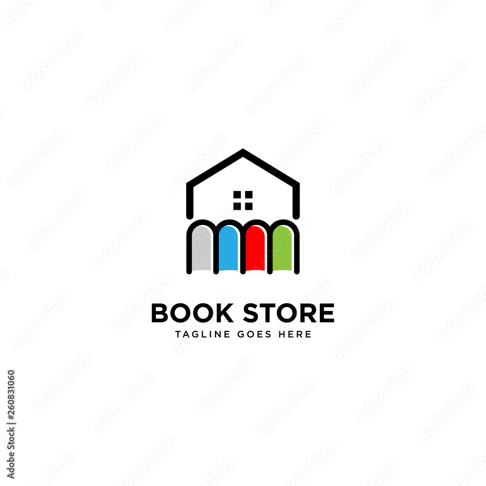 book store logo simple line logo template vector illustration - Vector