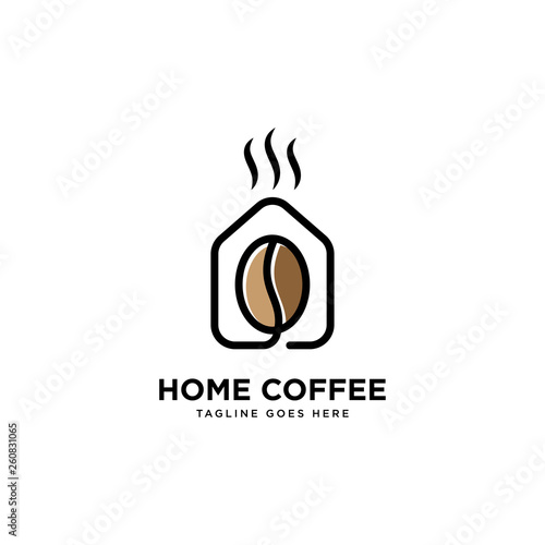 Home coffee logo simple line logo template vector illustration - Vector