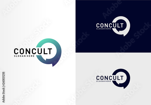 Business Consulting Logo Concept. App Chat Talk Bubble Logo Vector. Icon Symbol