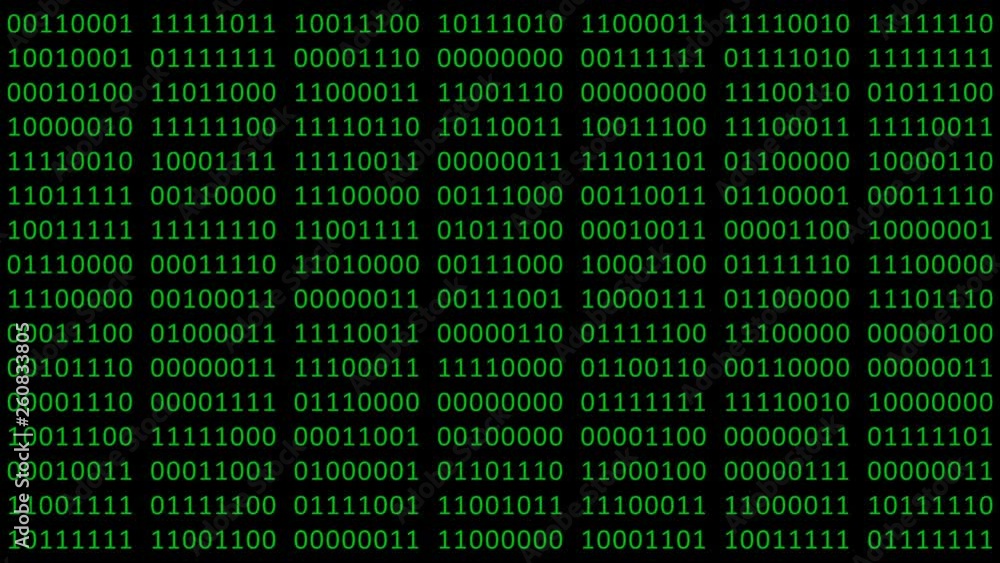 Binary code background with digits moving on screen. Algorithm binary, data code, decryption and encoding, row matrix seamless loop abstract background. Binary code background with digits moving on screen. Algorithm binary, data code, decryption and encoding, row matrix seamless loop abstract background.