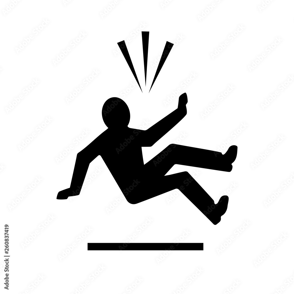 Man falling down from height vector pictogram Man falling down from height vector pictogram