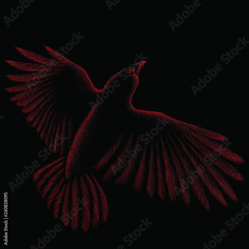 The Vector logo eagle bird fenix for T-shirt design or outwear.  Hunting style eagle background.