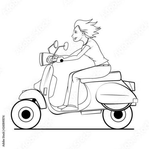 Mujer montando moto