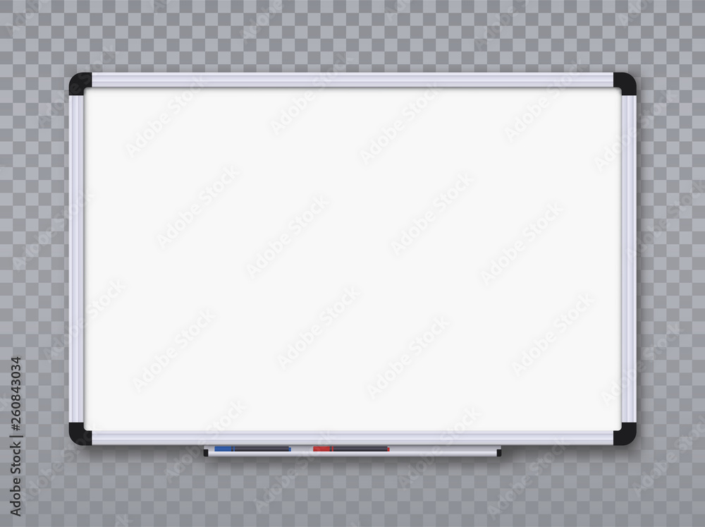 Whiteboard for markers on transparent background. Office board. Vector  Stock Vector | Adobe Stock