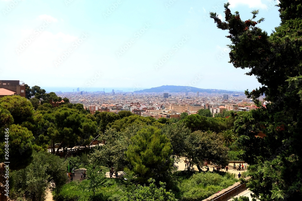 Aerial view of Barcelona from Park Güell.